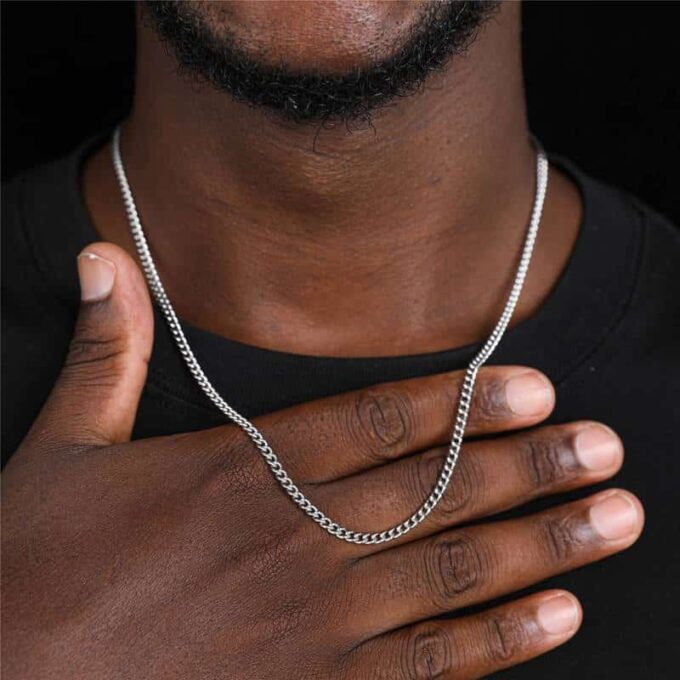 N7819c Chaîne en acier inoxydable pour homme maille cubaine - Bijoux Chaines en ligne Ninanina