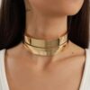 N7826d Ras de cou double rang large pour femme métal doré - Bijoux Colliers en ligne Ninanina