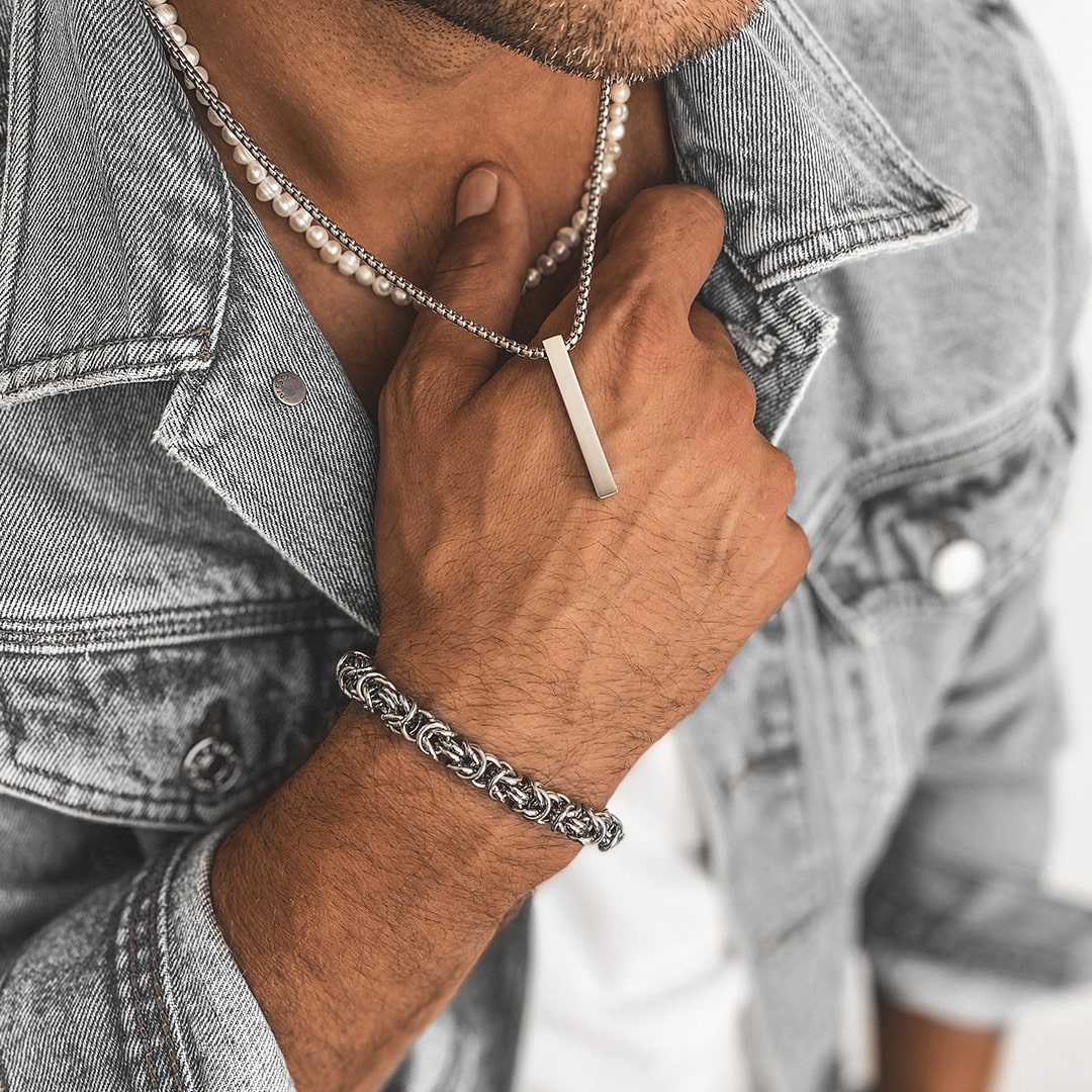 Collier infini homme chaine Acier inoxydable argenté - Ninanina