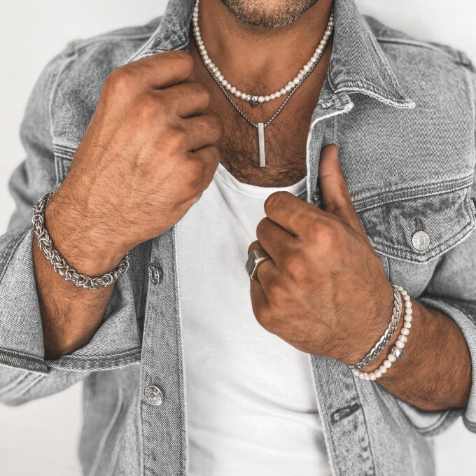 N7831c Collier barre verticale homme acier inoxydable argent - Bijoux Colliers en ligne Ninanina