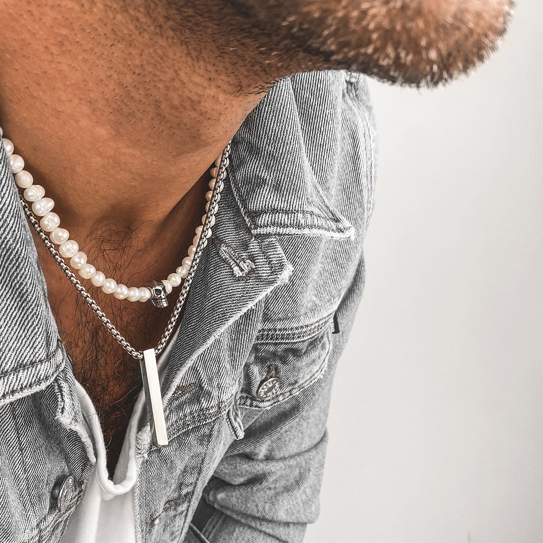 Collier Homme Balle en Acier inoxydable Argenté--Colliers -- lookeven