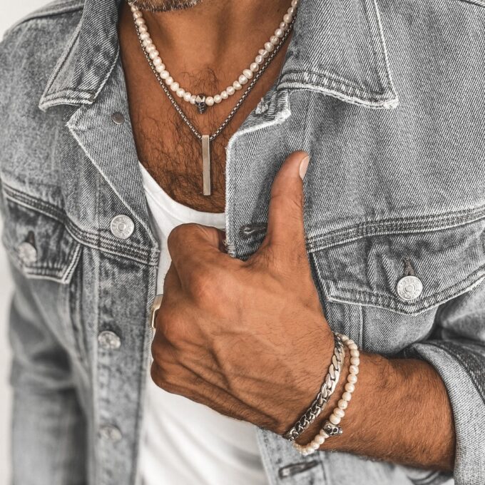 N7831e Collier barre verticale homme acier inoxydable argent - Bijoux Colliers en ligne Ninanina