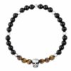 N7834 Bracelet homme perle tete de mort oeil de tigre et onyx - Bijoux Bracelets en ligne Ninanina