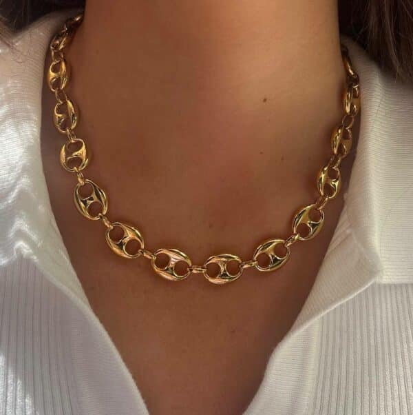 Collier Chaîne Grain De Café En Acier Doré - Longueur 60 Cm, Largeur 10 Mm - Neuf Avec étiquettes OxcmoBijoux