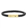 N7829 Bracelet cuir tressé pour homme Acier Inoxydable doré - Bijoux Bracelets en ligne Ninanina
