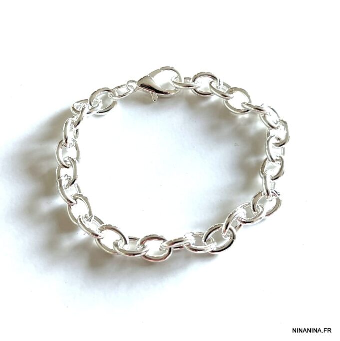 N7843g Bracelet Gros Maillons Argent plaqué pour Femme - Bijoux Bracelets en ligne Ninanina