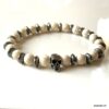 N7903 Bracelet Skull Acier Inoxydable perles howlite blanche - Bijoux Bracelets en ligne Ninanina