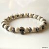 N7903a Bracelet Skull Acier Inoxydable perles howlite blanche - Bijoux Bracelets en ligne Ninanina