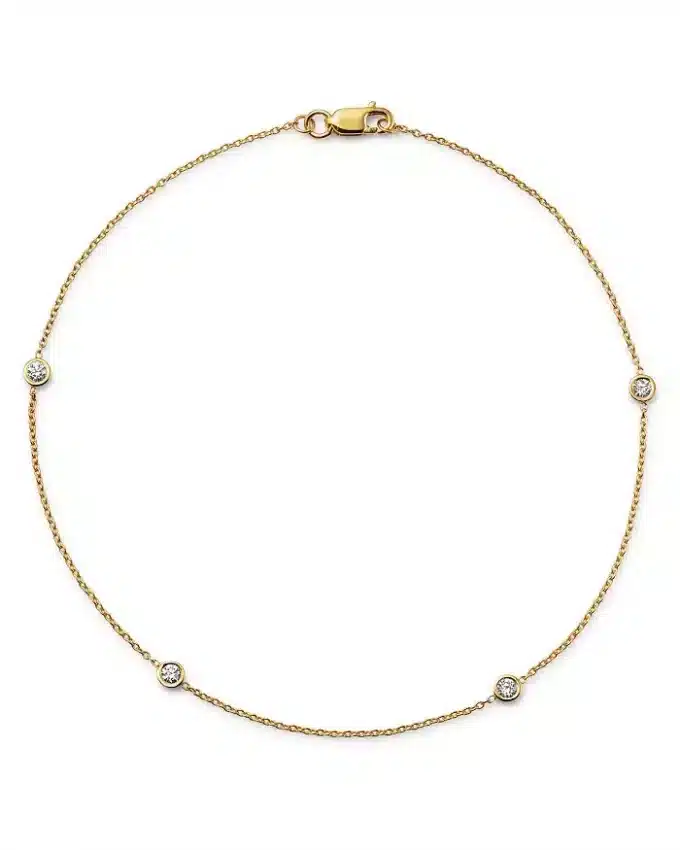 N7770b Chaine de cheville brillante Zirconium et Plaqué Or - Bijoux de pied en ligne Ninanina