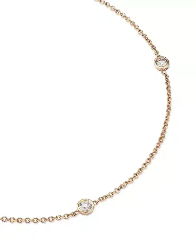 N7770d Chaine de cheville brillante Zirconium et Plaqué Or - Bijoux de pied en ligne Ninanina