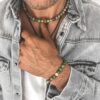 N7847a Bracelet Jaspe Vert Homme Perle 8mm Hématite doré - Bijoux Bracelets en ligne Ninanina