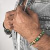 N7847d Bracelet Jaspe Vert Homme Perle 8mm Hématite doré - Bijoux Bracelets en ligne Ninanina