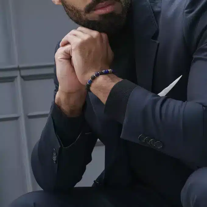 N7849d Bracelet Bouddha Porte Bonheur Acier Doré Pierre De Lave - BijouxBracelets en ligne Ninanina