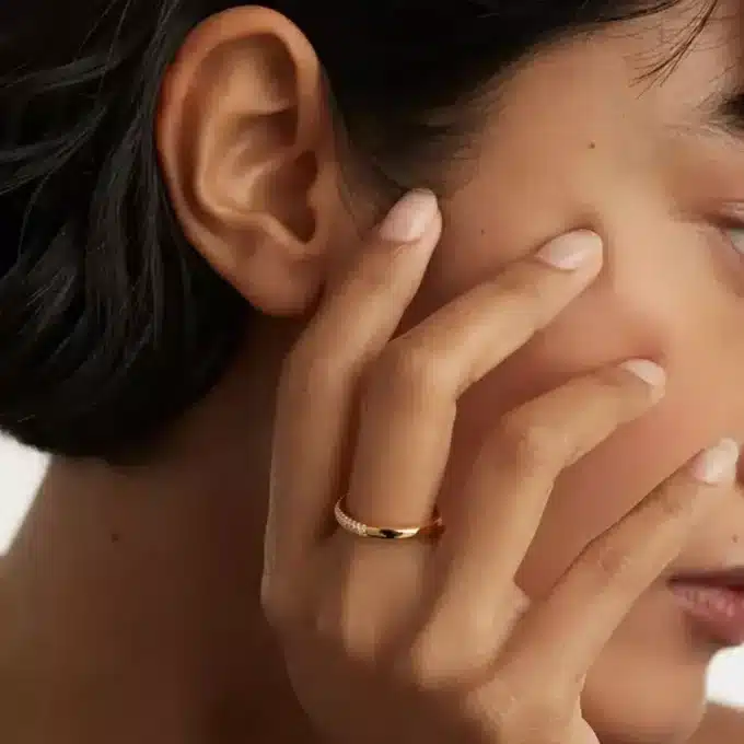 N7882a Bague Anneau En Or Plaqué Oxyde De Zirconium - Bijoux Bagues en ligne Ninanina