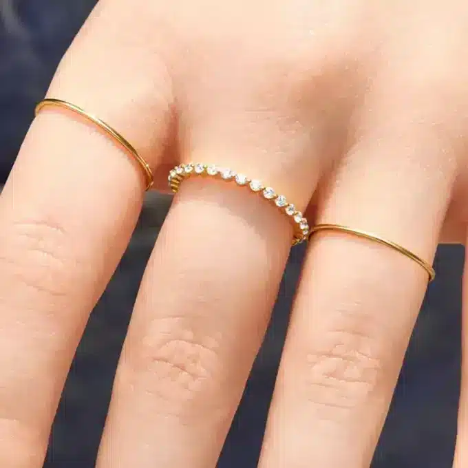 N7882e Bague Anneau En Or Plaqué Oxyde De Zirconium - Bijoux Bagues en ligne Ninanina