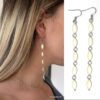N7884 Boucles d'oreilles pendantes blanches acier inoxydable - Bijoux Boucle d'oreille en ligne Ninanina