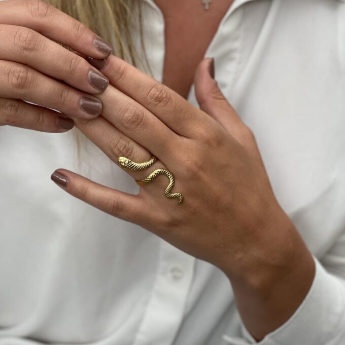 N7887f Bague serpent Acier inoxydable doré reglable femmes - Bijoux Bagues Femme en ligne Ninanina