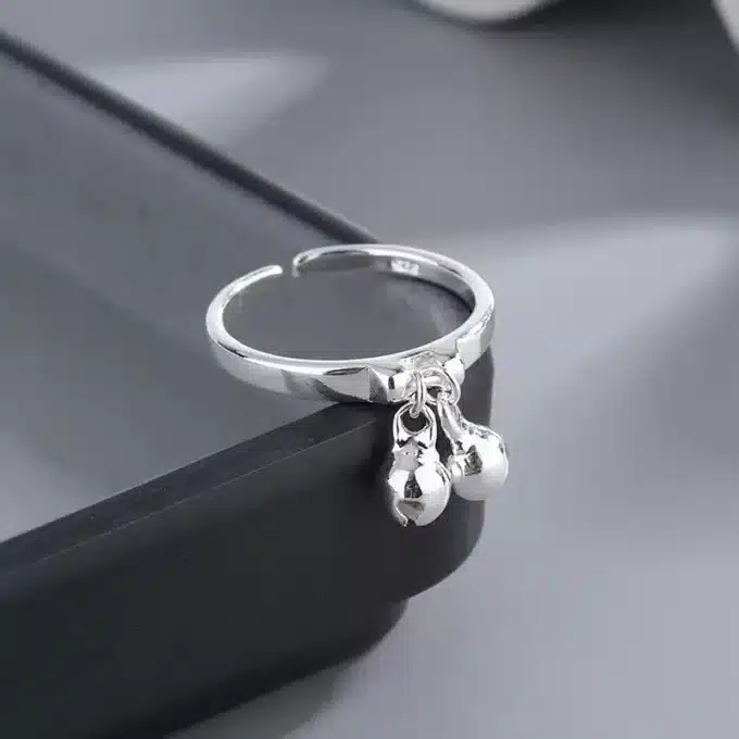 N7890b Bague Grelots En Argent 925 Massif Reglable Femme - Bijoux Bagues en ligne Ninanina
