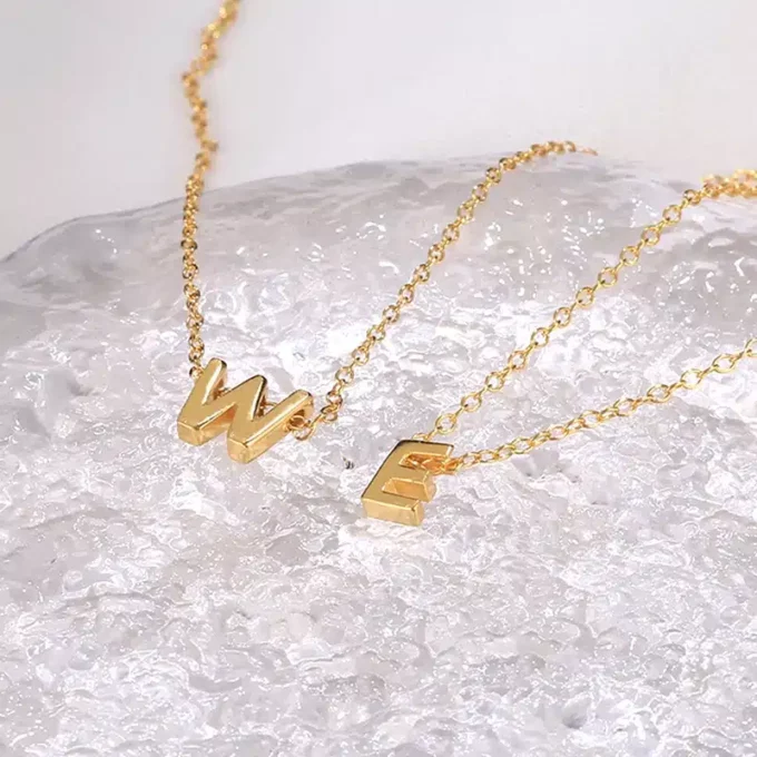 N7900k Collier Initiale Or Plaqué Sur Argent 925 Massif Femme - Bijoux Colliers en ligne Ninanina