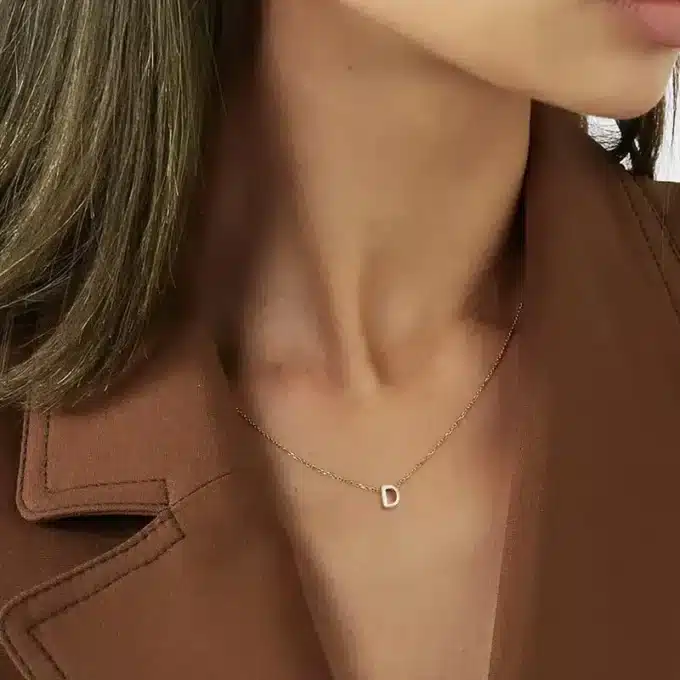 N7900n Collier Initiale Or Plaqué Sur Argent 925 Massif Femme - Bijoux Colliers en ligne Ninanina