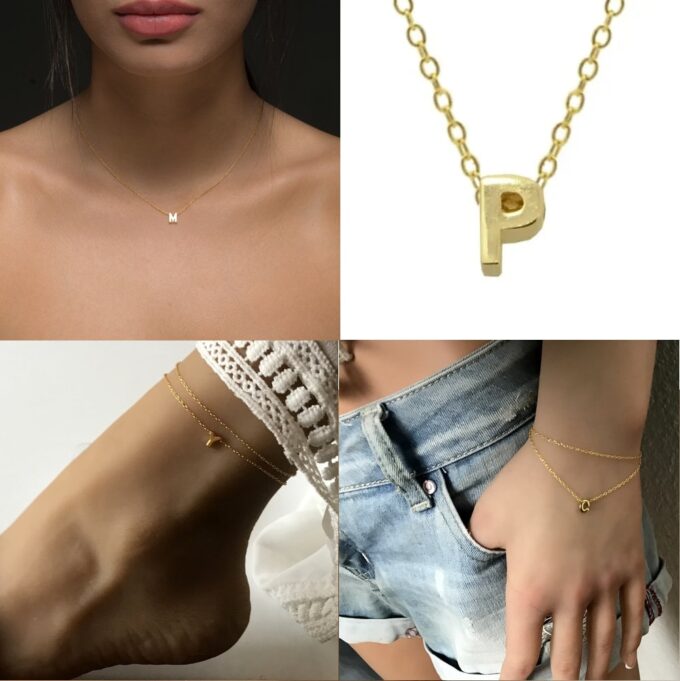 N7913 Bracelet Initiale Femme Argent Plaqué Or Double Tour - Bijoux Bracelets en ligne Ninanina