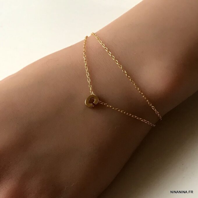 N7913e Bracelet Initiale Femme Argent Plaqué Or Double Tour - Bijoux Bracelets en ligne Ninanina