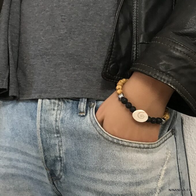 N7916e Bracelet œil de sainte lucie tete de mort acier inoxydable - Bijoux Bracelets en ligne Ninanina