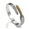 N7984b Bracelet Homme plume acier inoxydable argenté et or - Bijoux Bracelets en ligne Ninanina