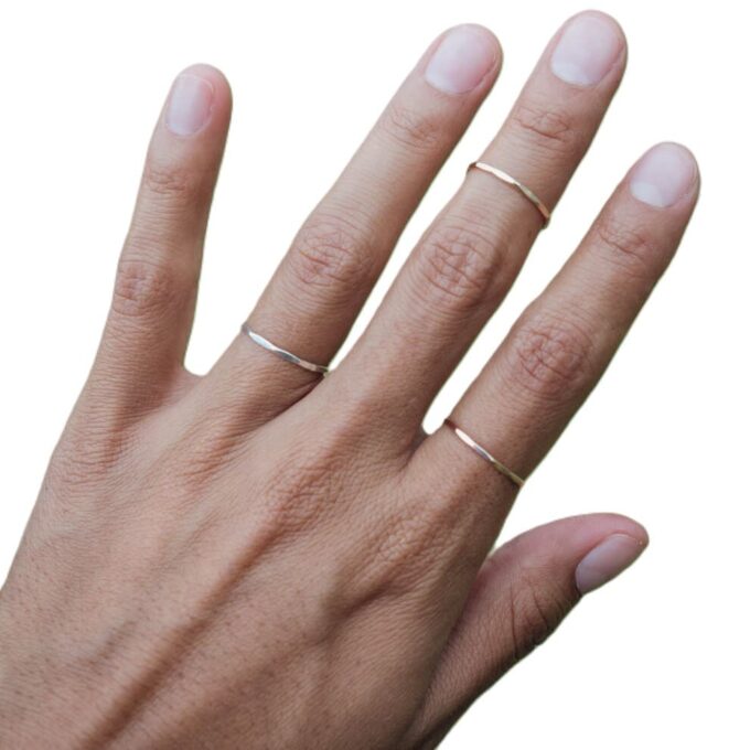 7963a Bague Phalange Argent 925 Femme Martelé Fine - Bijoux Bagues en ligne Bijou Onyx