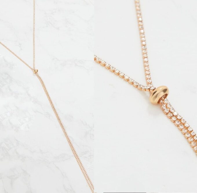 N7908a Collier Strass Long Sautoir Femme Acier inoxydable doré - Bijoux Colliers en ligne Ninanina