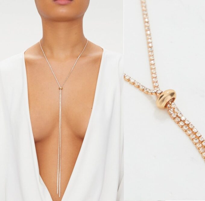 N7908d Collier Strass Long Sautoir Femme Acier inoxydable doré - Bijoux Colliers en ligne Ninanina