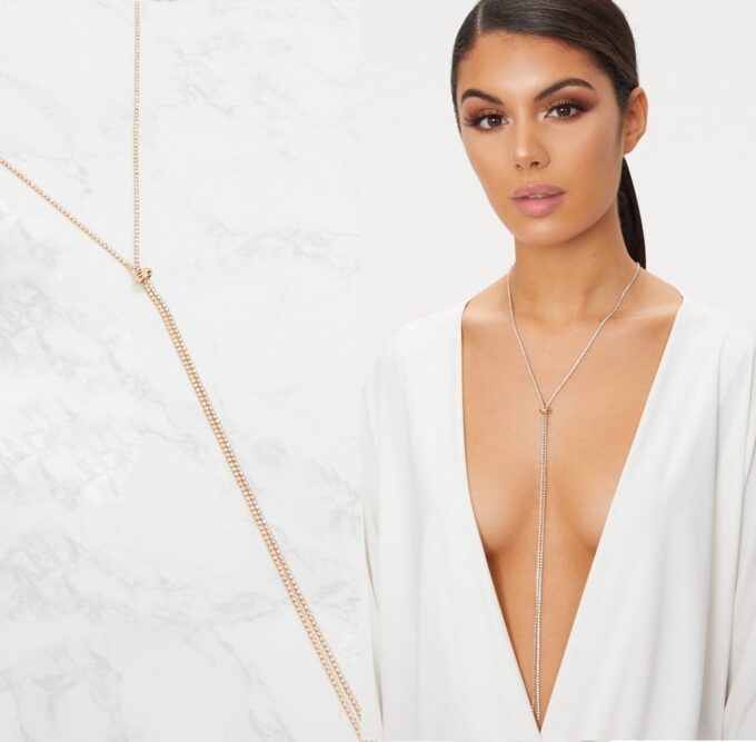 N7908e Collier Strass Long Sautoir Femme Acier inoxydable doré - Bijoux Colliers en ligne Ninanina