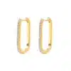 N7950e Boucles d'oreilles rectangulaires or sur argent zirconium - Bijoux Boucles d'oreille en ligne Ninanina
