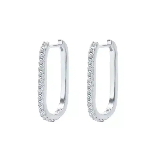N7951A Boucles d'oreilles rectangulaire Argent 925 zirconium - Bijoux Boucles d'oreille en ligne Ninanina