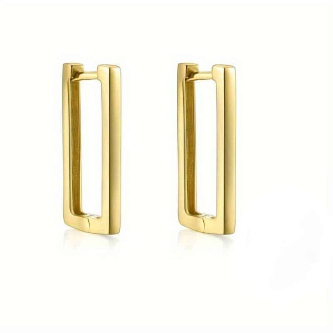 N7952a Boucles d'Oreilles rectangle acier inoxydable doré - Bijoux Boucles d'oreille en ligne Ninanina