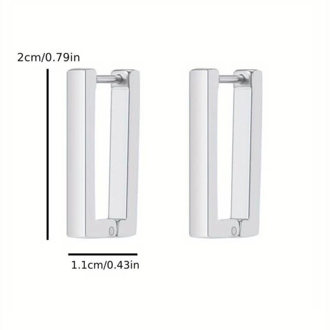 N7953a Boucles d'oreilles créoles rectangulaires - Bijoux Boucles d'oreilles en ligne Ninanina