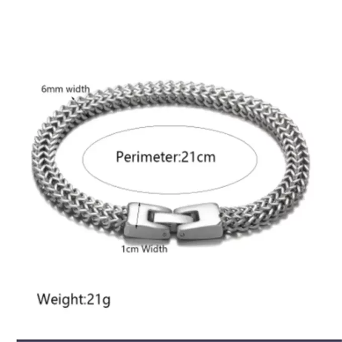 N7974f Bracelet maille homme double acier inoxydable argenté - Bijoux Bracelets Hommes en ligne Ninanina