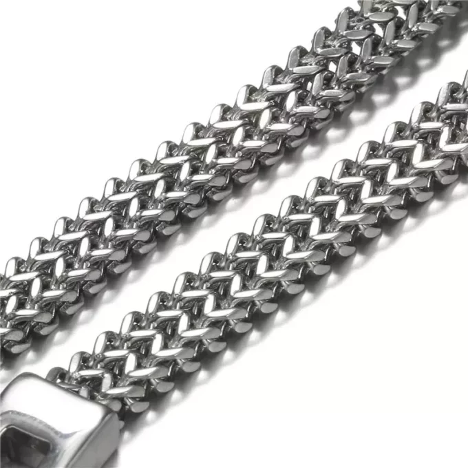 N7974h Bracelet maille homme double acier inoxydable argenté - Bijoux Bracelets Hommes en ligne Ninanina