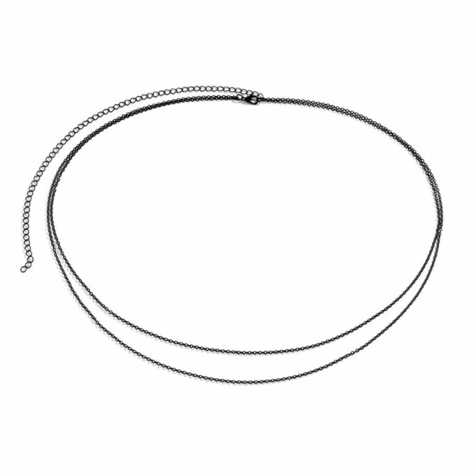 N7989a Chaine de taille noire minimaliste double Acier noir - Bijoux de corps en ligne Ninanina