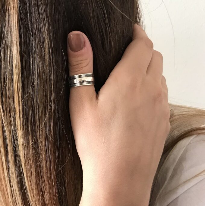 N7990k Bague pour pouce femme argent 925 plaqué - Bijoux Bagues en ligne Ninanina