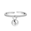 N8002 Bague Boule Argent Plaqué et Strass Reglable Femme - Bijoux Bagues en ligne Ninanina