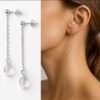 N8006 Boucle d'oreille Swarovski goutte d'eau pendante Argent 925 pour femme - Bijoux Boucles d'oreilles cristal en ligne Ninanina