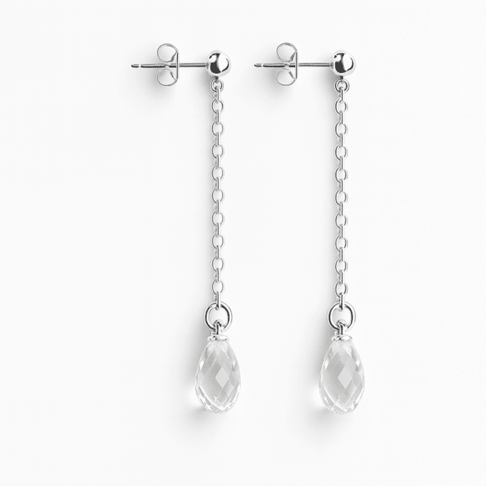 N8006a Boucle d'oreille Swarovski goutte d'eau pendante Argent 925 pour femme - Bijoux Boucles d'oreilles cristal en ligne Ninanina