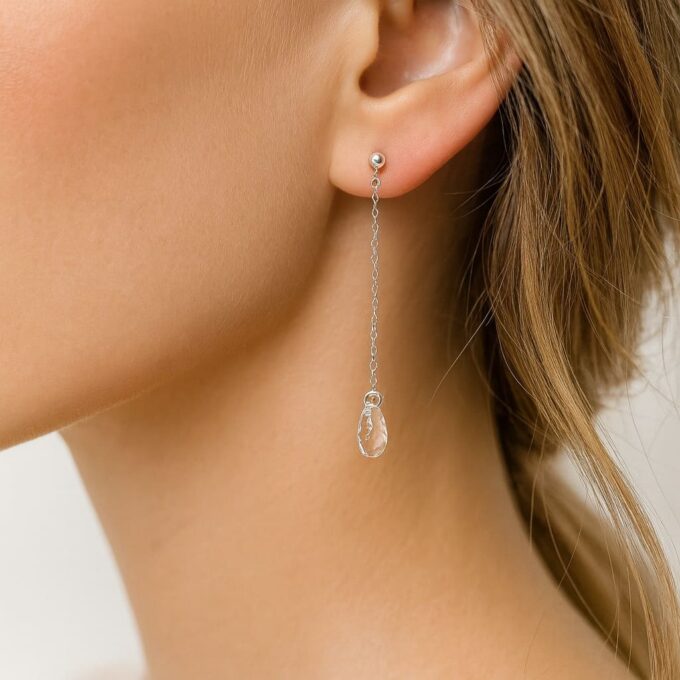 N8006b Boucle d'oreille Swarovski goutte d'eau pendante Argent 925 pour femme - Bijoux Boucles d'oreilles cristal en ligne Ninanina