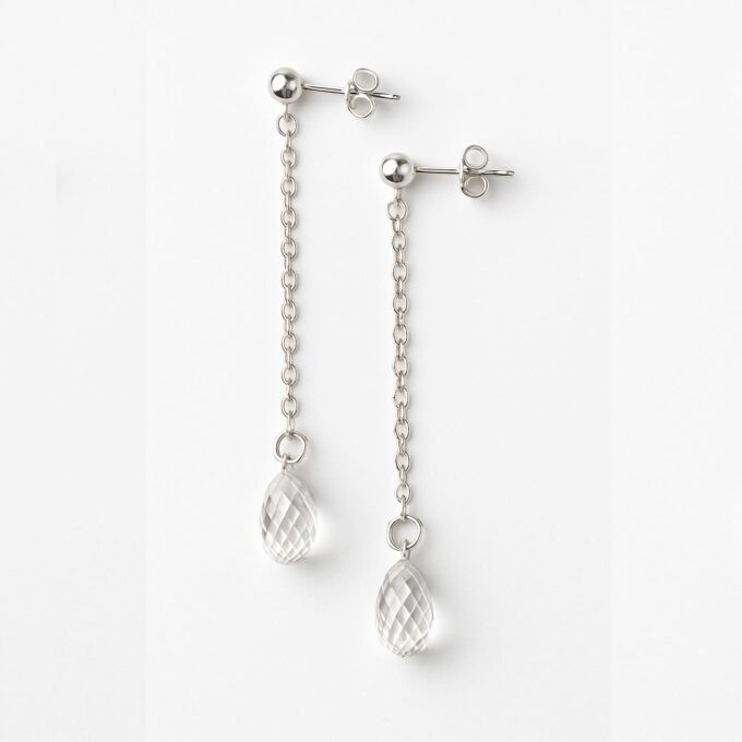 N8006c Boucle d'oreille Swarovski goutte d'eau pendante Argent 925 pour femme - Bijoux Boucles d'oreilles cristal en ligne Ninanina