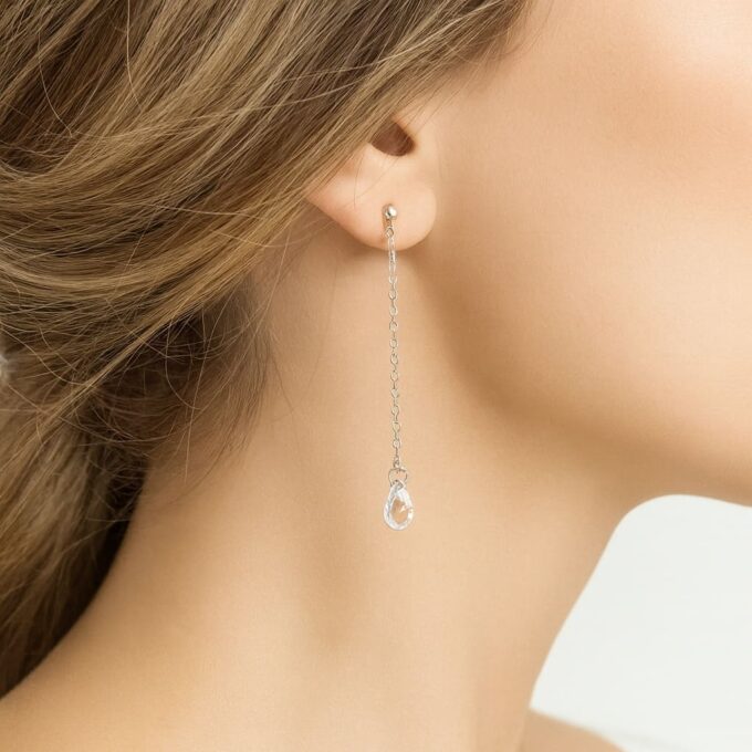 N8006d Boucle d'oreille Swarovski goutte d'eau pendante Argent 925 pour femme - Bijoux Boucles d'oreilles cristal en ligne Ninanina