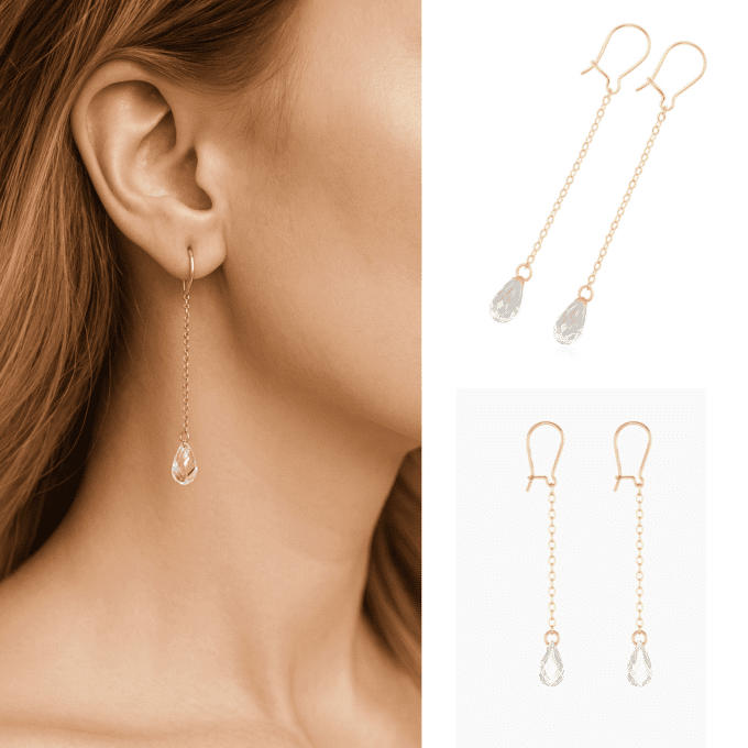 N8007 Boucles d'oreilles gouttes swarovski Pendantes plaqué or Gold filled - Bijoux Boucle d'oreille en cristal en ligne Ninanina