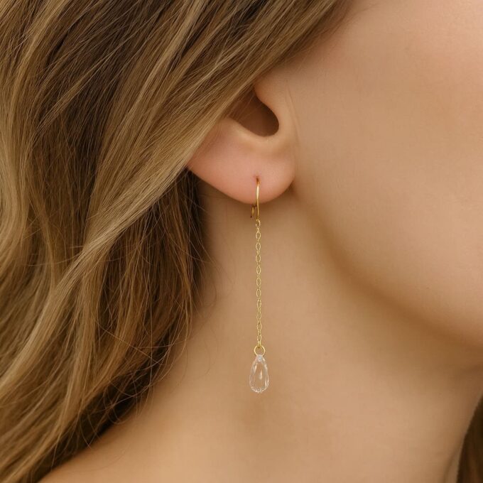 N8007a Boucles d'oreilles gouttes swarovski Pendantes plaqué or Gold filled - Bijoux Boucle d'oreille en cristal en ligne Ninanina