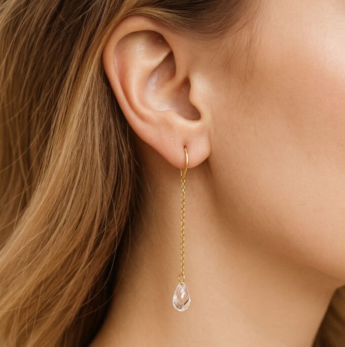 N8007d Boucles d'oreilles gouttes swarovski Pendantes plaqué or Gold filled - Bijoux Boucle d'oreille en cristal en ligne Ninanina