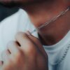 N8024c Collier trombone acier inoxydable argenté homme - Bijoux Colliers en ligne Ninanina